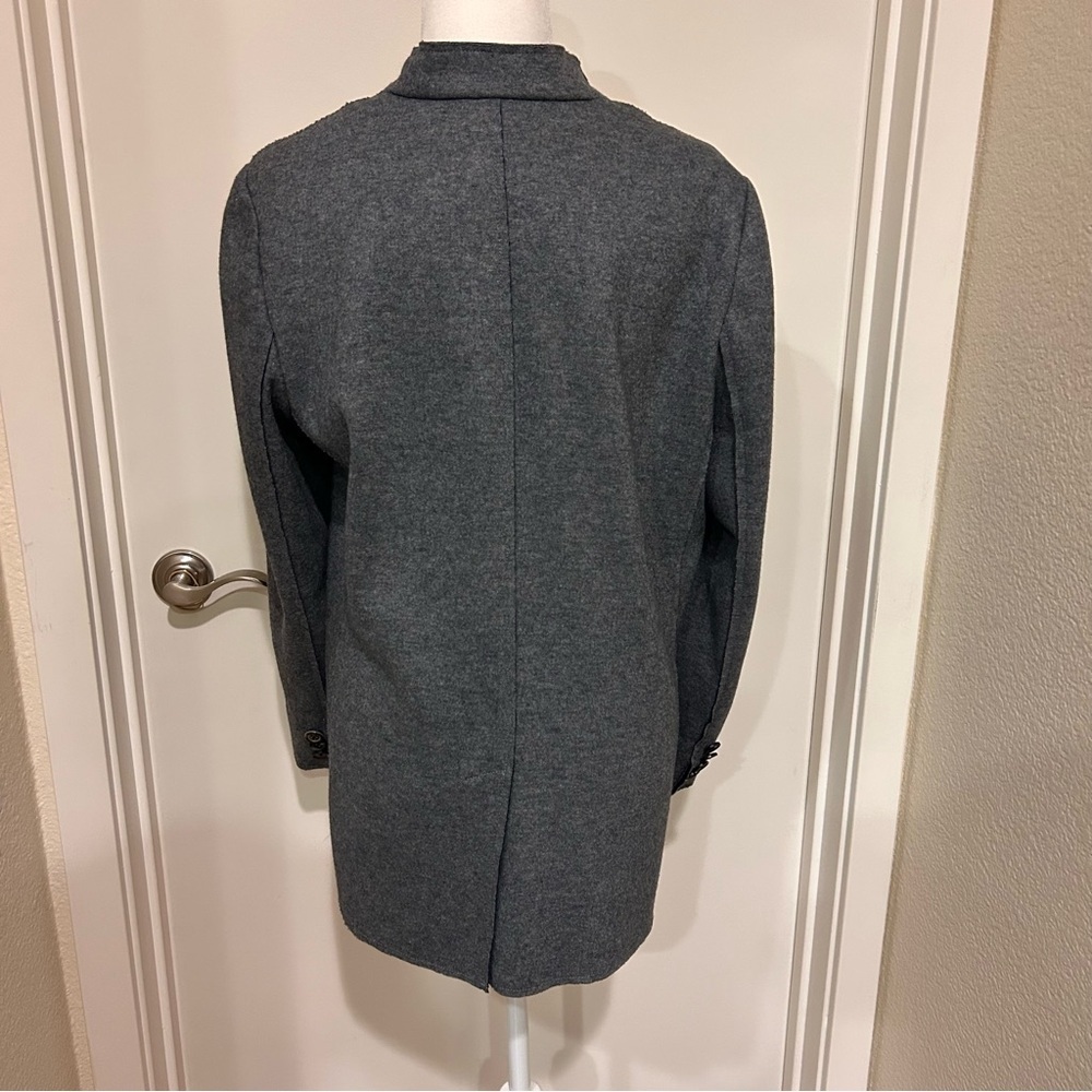 Gap Gray Wool-Blend Stand Collar Blazer (Single-Button) size large color grey - Picture 2 of 9